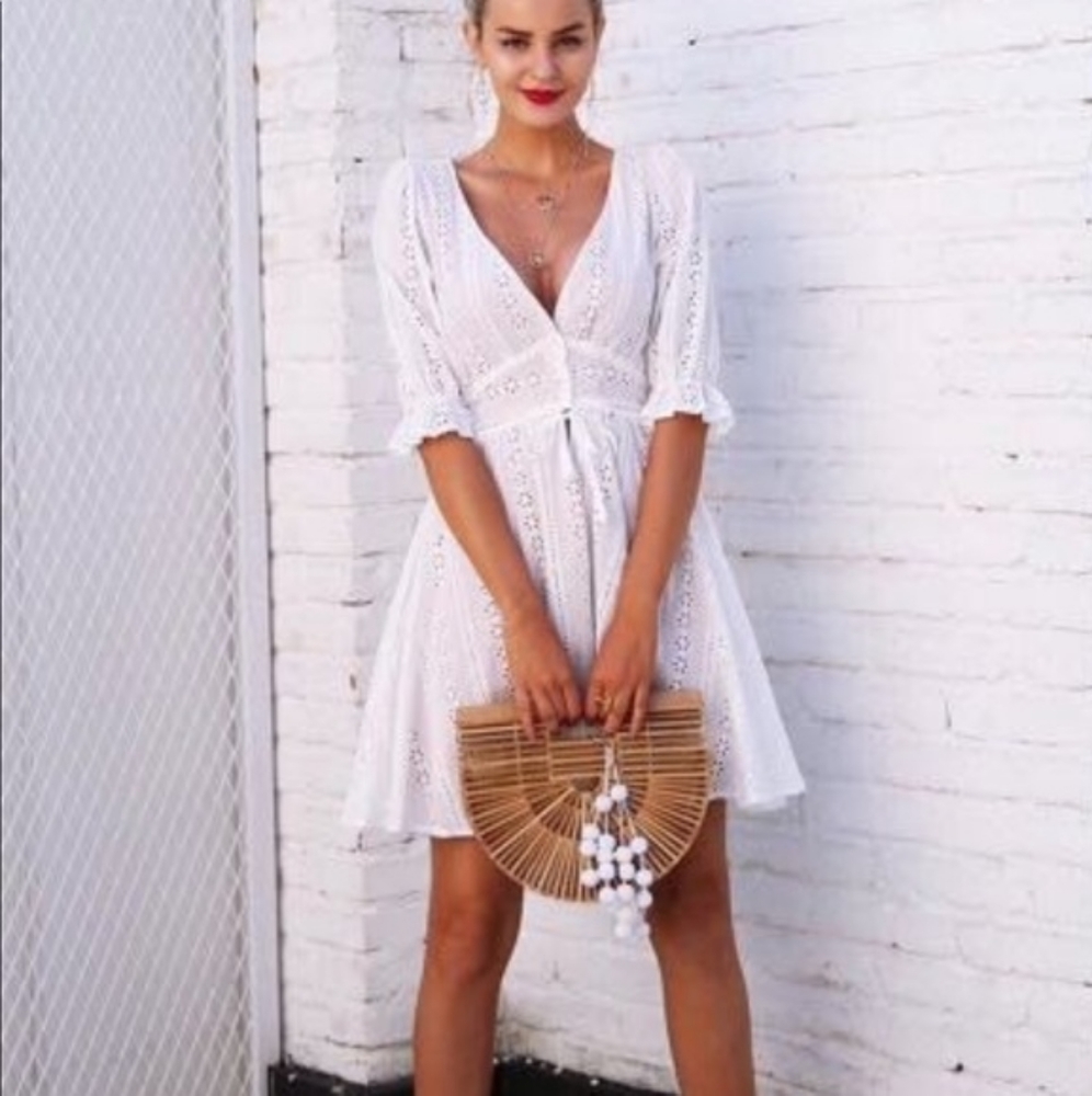 For Love And Lemons White Eyelet Dress Medium